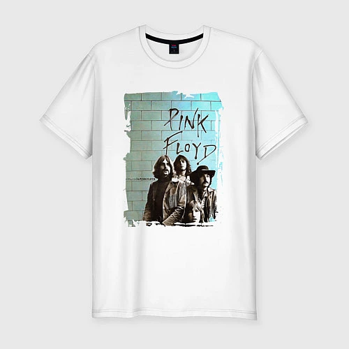 Мужская slim-футболка PINK FLOYD, постер / Белый – фото 1