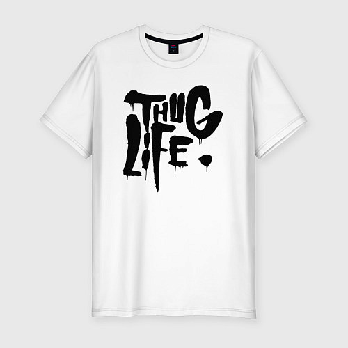 Мужская slim-футболка Thug life Жизнь Головореза / Белый – фото 1