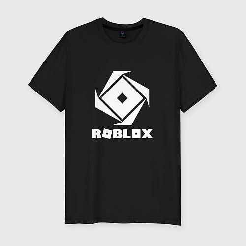 Мужская slim-футболка ROBLOX WHITE LOGO / Черный – фото 1