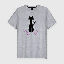 Футболка slim-fit Элегантный кот, цвет: меланж