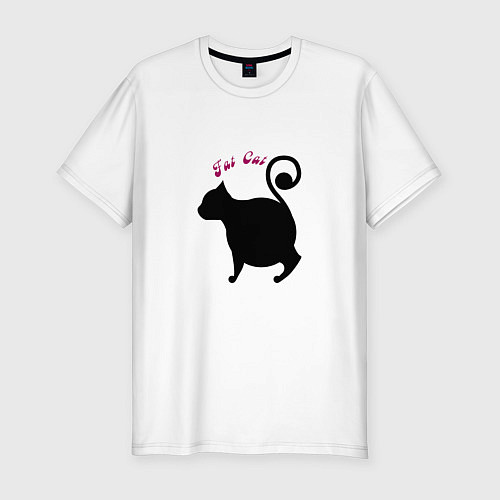 Мужская slim-футболка Кот толстый / Белый – фото 1