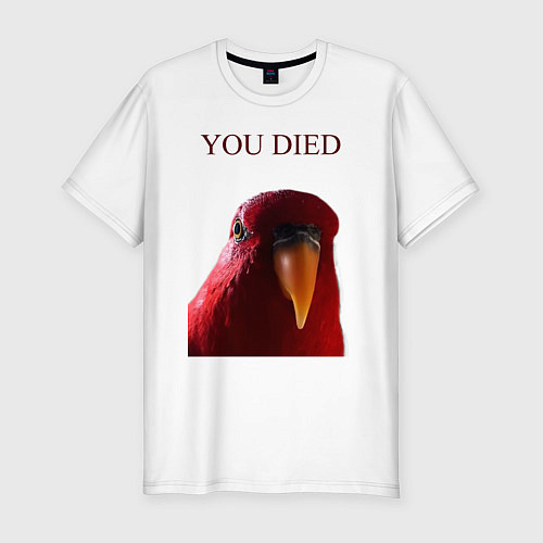 Мужская slim-футболка Красный попугай / Белый – фото 1