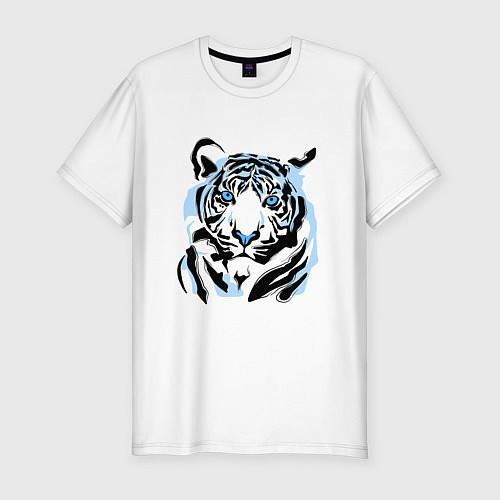 Мужская slim-футболка Line Blue Tiger / Белый – фото 1