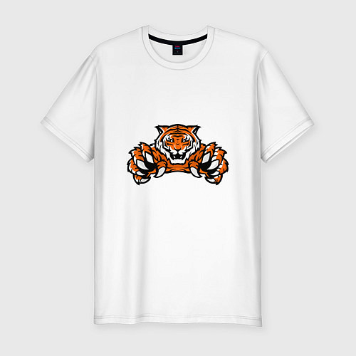 Мужская slim-футболка Tiger - Warrior / Белый – фото 1