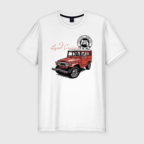 Мужская slim-футболка Toyota Land Cruiser Retro / Белый – фото 1