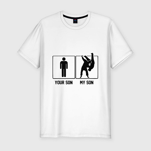 Мужская slim-футболка Сын - Дзюдоист / Белый – фото 1