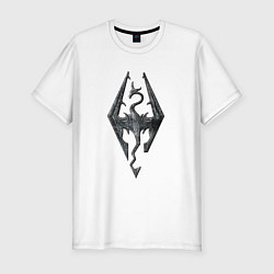 Футболка slim-fit СКАЙРИМ ЛОГО SKYRIM LOGO, цвет: белый