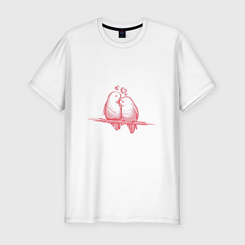 Мужская slim-футболка Любовь и птички / Белый – фото 1
