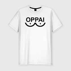 Футболка slim-fit OPPAI как у Сайтамы One Punch-Man, цвет: белый