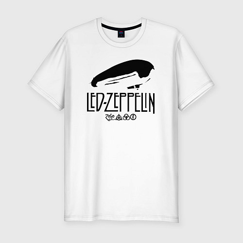 Мужская slim-футболка Дирижабль Led Zeppelin с лого участников / Белый – фото 1