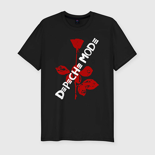 Мужская slim-футболка Depeche Mode красная роза / Черный – фото 1