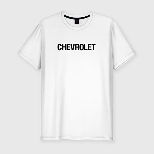 Мужская slim-футболка Chevrolet Лого Эмблема спина / Белый – фото 1