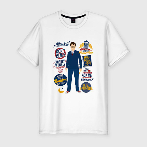 Мужская slim-футболка Доктор кто теннант / Белый – фото 1