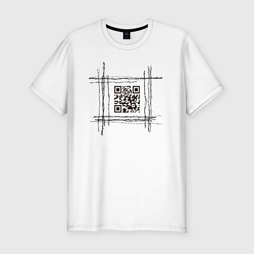 Мужская slim-футболка QR за колючкой / Белый – фото 1