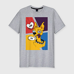 Мужская slim-футболка Comics Пес Dog Yes Love