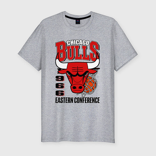 Мужская slim-футболка Chicago Bulls NBA / Меланж – фото 1