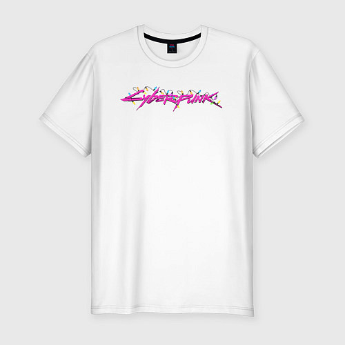 Мужская slim-футболка Гирлянда Cyberpunk / Белый – фото 1