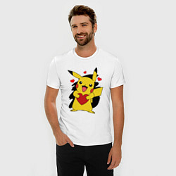 Футболка slim-fit ПИКАЧУ И СЕРДЕЧКО POKENON PIKACHU LOVE, цвет: белый — фото 2