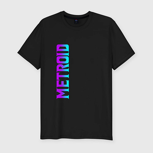 Мужская slim-футболка Neon Logo Metroid Dread / Черный – фото 1