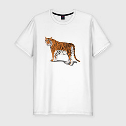 Футболка slim-fit Тигр Tiger в полный рост, цвет: белый