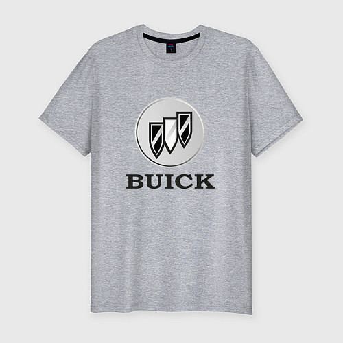 Мужская slim-футболка Gray gradient Logo Buick / Меланж – фото 1