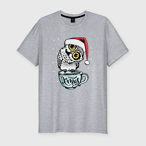 Мужская slim-футболка X-mas Owl / Меланж – фото 1