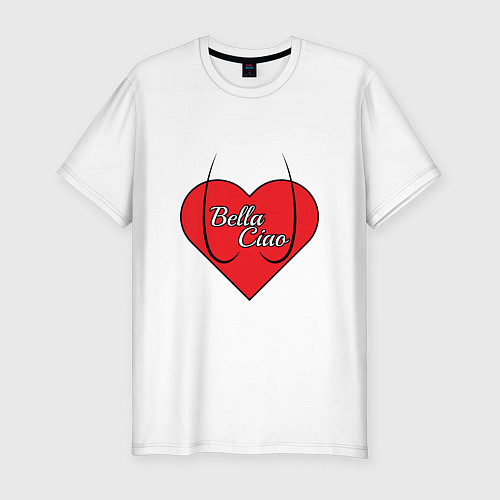 Мужская slim-футболка Сердце Белла Чао / Белый – фото 1