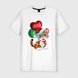 Мужская slim-футболка Тигрин шарик