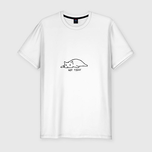 Мужская slim-футболка Кошак с надпесью / Белый – фото 1