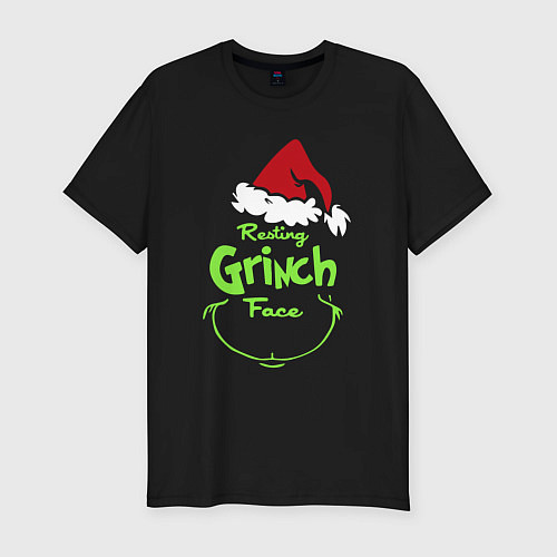 Мужская slim-футболка Resting Grinch Face / Черный – фото 1