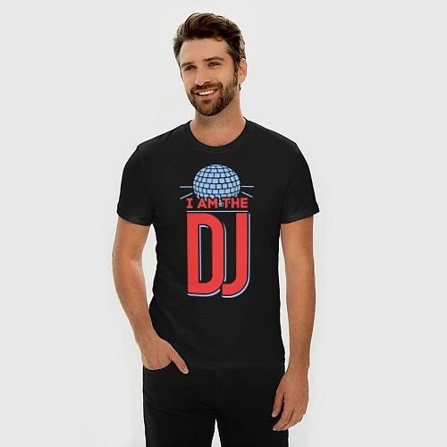Мужская slim-футболка I am the DJ / Черный – фото 3