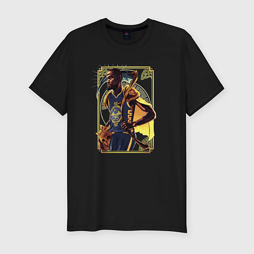 Мужская slim-футболка Kevin Durant Golden State Warriors / Черный – фото 1
