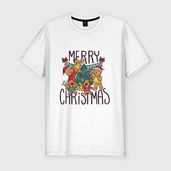 Мужская slim-футболка Merry Christmas