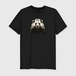 Футболка slim-fit Медведь над лесом, цвет: черный