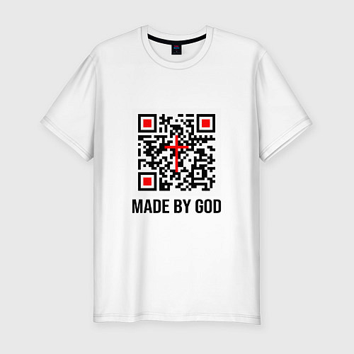 Мужская slim-футболка Сделано Богом / Белый – фото 1