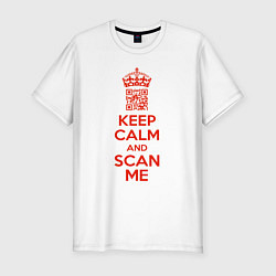 Футболка slim-fit Keep calm and scan me - fuck off, цвет: белый