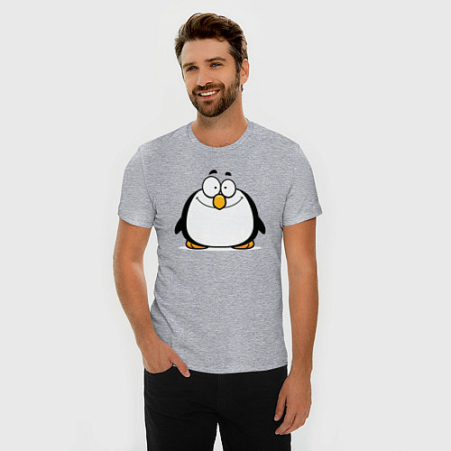 Мужская slim-футболка Глазастый пингвин / Меланж – фото 3