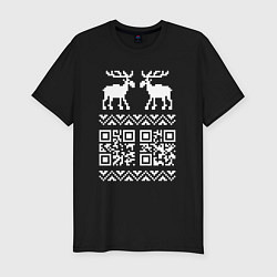 Футболка slim-fit НОВОГОДНИЙ QR-code, цвет: черный