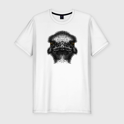 Мужская slim-футболка Страуса огненный взгляд / Белый – фото 1