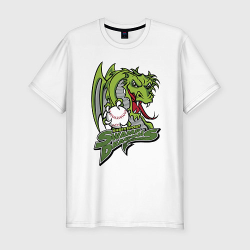 Мужская slim-футболка Shreveport swamp dragons - baseball team / Белый – фото 1