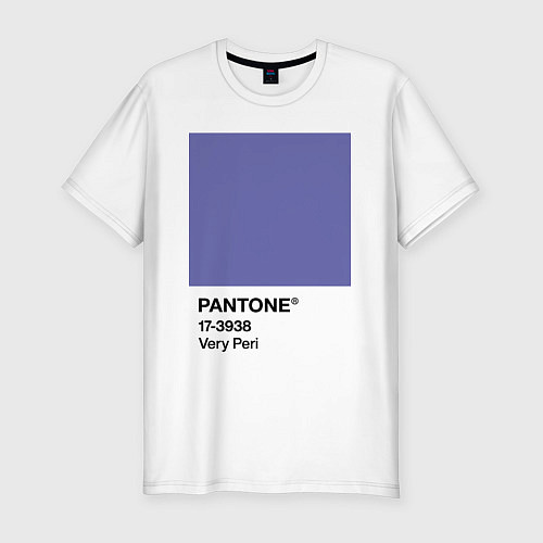 Мужская slim-футболка Цвет Pantone 2022 года - Very Peri / Белый – фото 1
