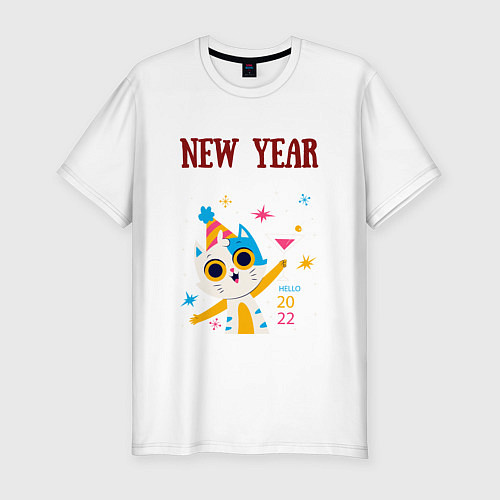 Мужская slim-футболка New 2022 yaer / Белый – фото 1