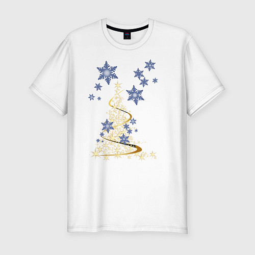 Мужская slim-футболка С новым годом / Белый – фото 1