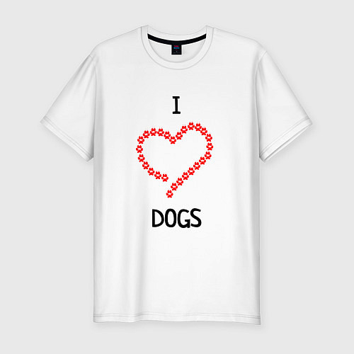 Мужская slim-футболка I Люблю Dogs / Белый – фото 1