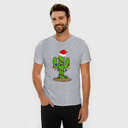 Футболка slim-fit НОВОГОДНИЙ КАКТУС CHRISTMAS CACTUS, цвет: меланж — фото 2