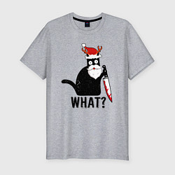 Мужская slim-футболка НОВОГОДНИЙ WHAT CAT