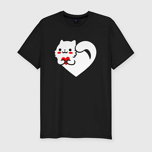 Мужская slim-футболка Сердцекот / Черный – фото 1
