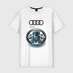 Футболка slim-fit Audi - car steering wheel, цвет: белый