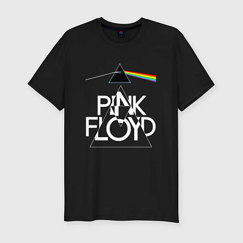 Мужская slim-футболка PINK FLOYD LOGO ПИНК ФЛОЙД / Черный – фото 1