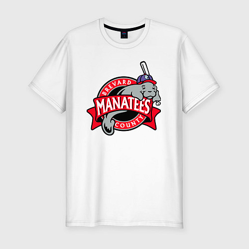 Мужская slim-футболка Brevard County Manatees - baseball team / Белый – фото 1